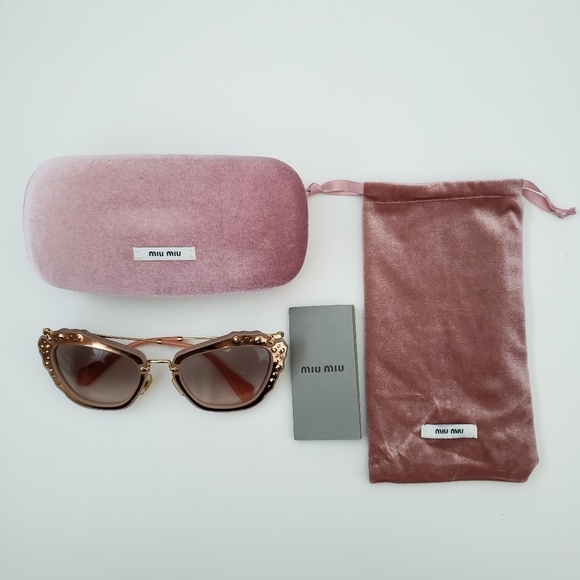Miu Miu Sunglasses SMU04Q Cat Eye Rose Gold & Rhinestone main image 8